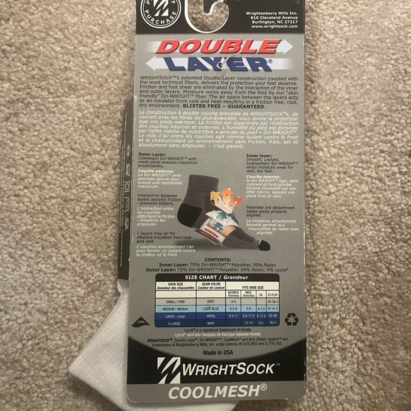 Wrightsock cool mesh sock Sz sm Qtr length wmn Sz 6 and under nwt - Picture 2 of 3